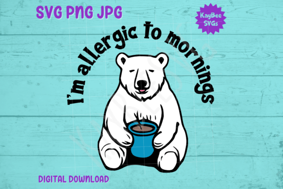 Allergic to Mornings T-Shirt Design: Tired Polar Bear Graphics