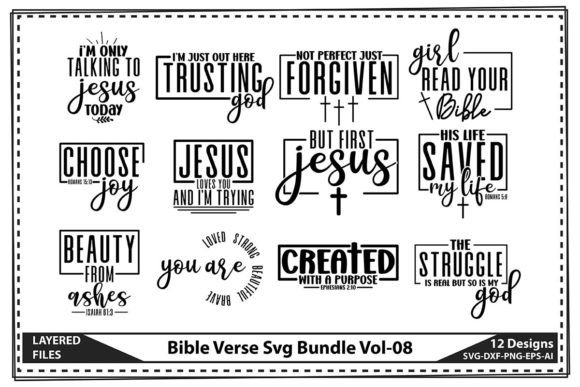 Bible Verse Svg Bundle Vol-08: Graphics & T-Shirt Designs