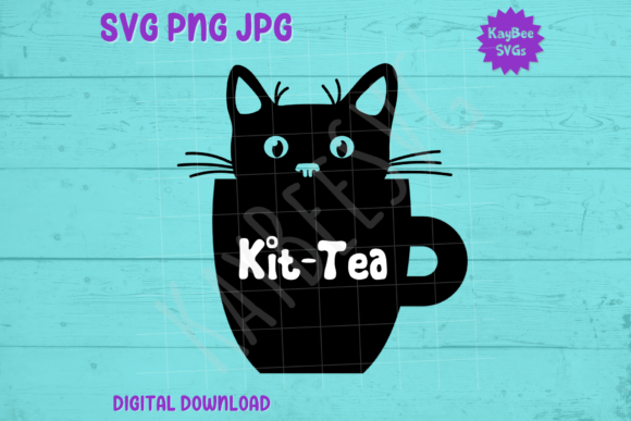 Kit-Tea Kitten in Teacup Graphics for T-Shirt Designs
